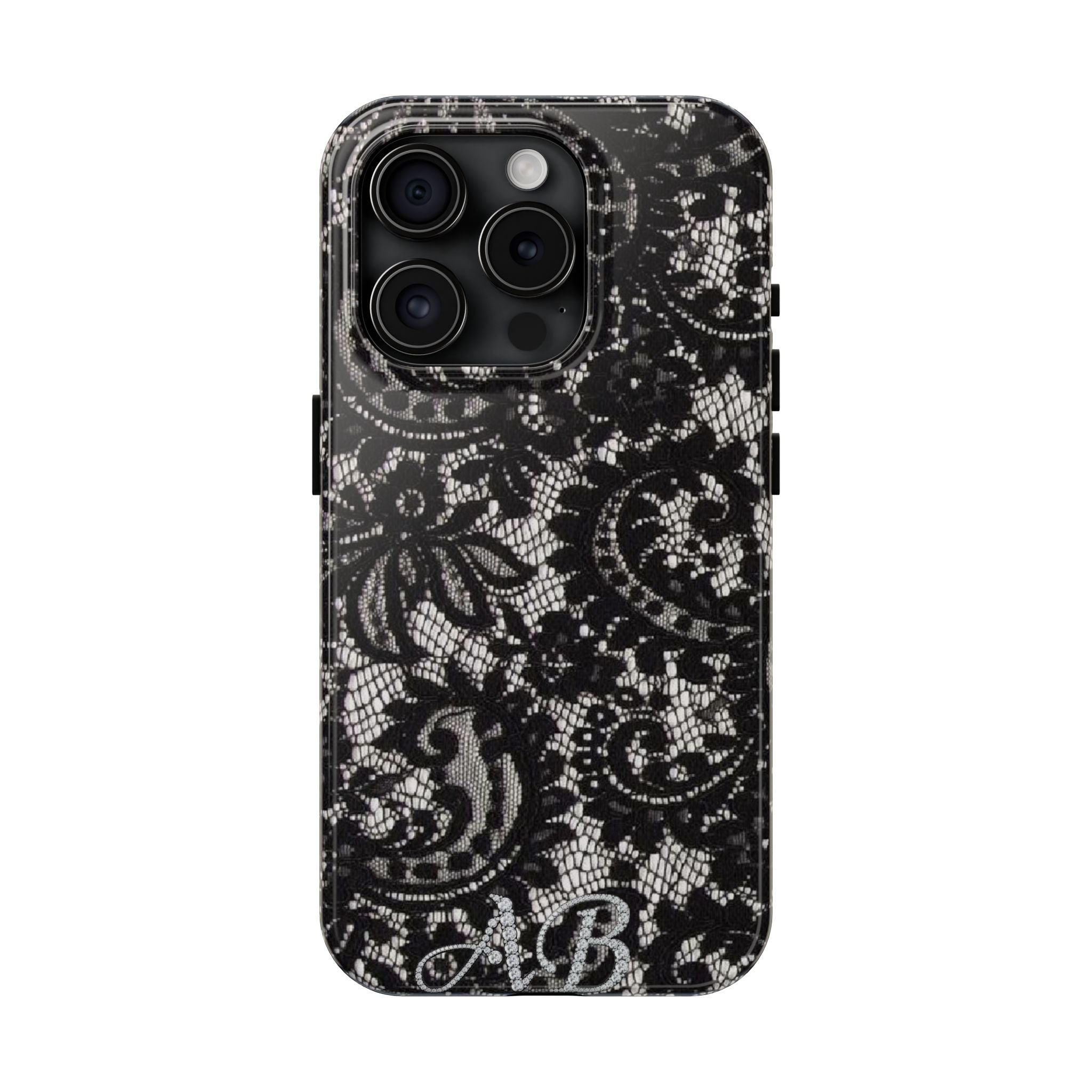 Hand-Bedazzled Initials Lace iPhone Case
