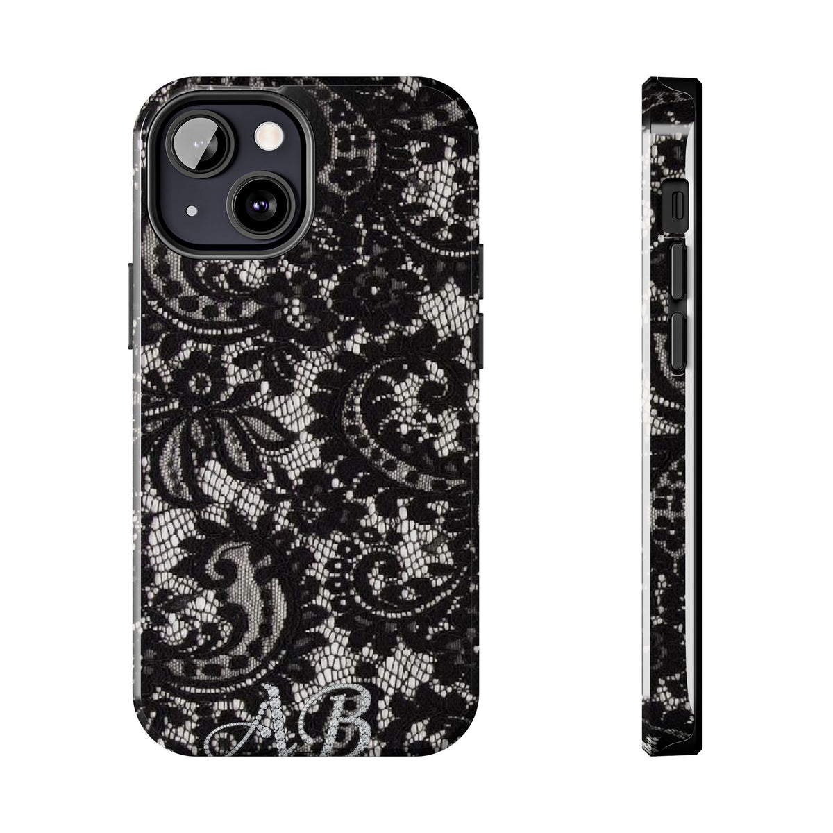 Hand-Bedazzled Initials Lace iPhone Case