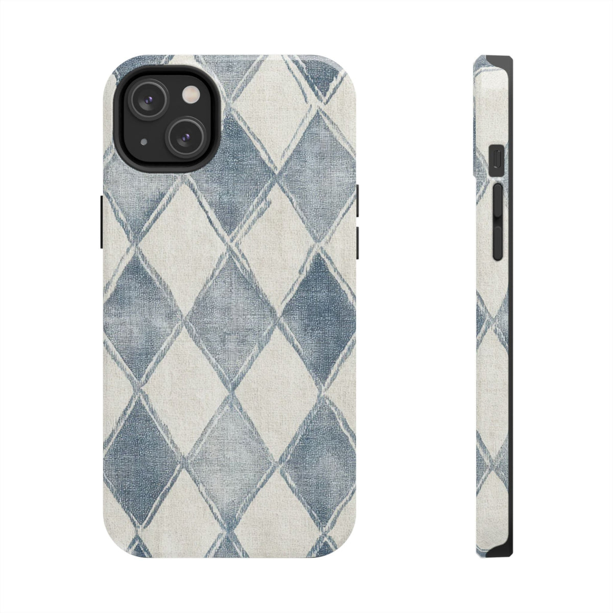 Blue and White Jean Diamond iPhone Case