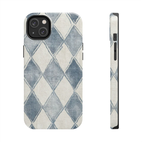 Blue and White Jean Diamond iPhone Case