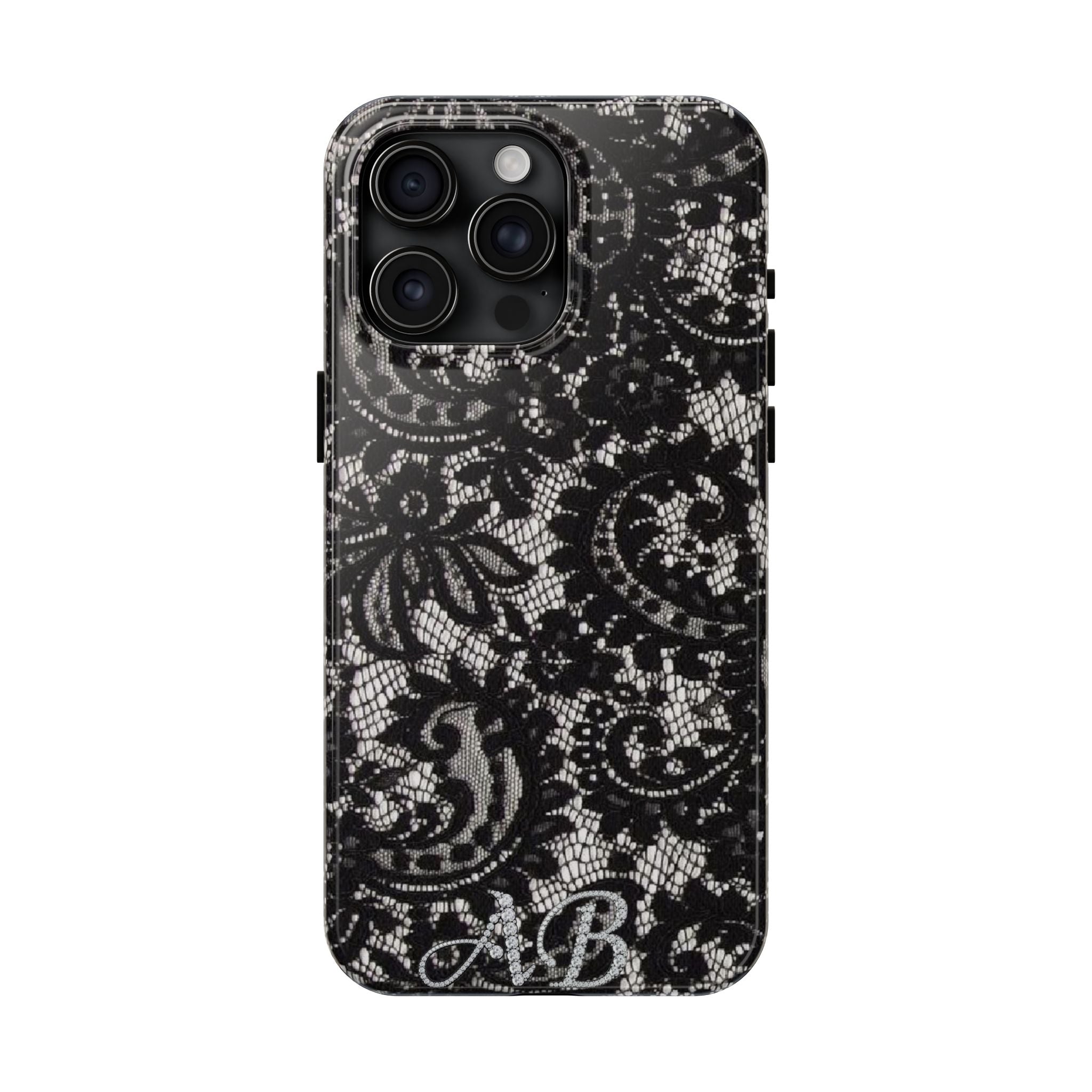 Hand-Bedazzled Initials Lace iPhone Case