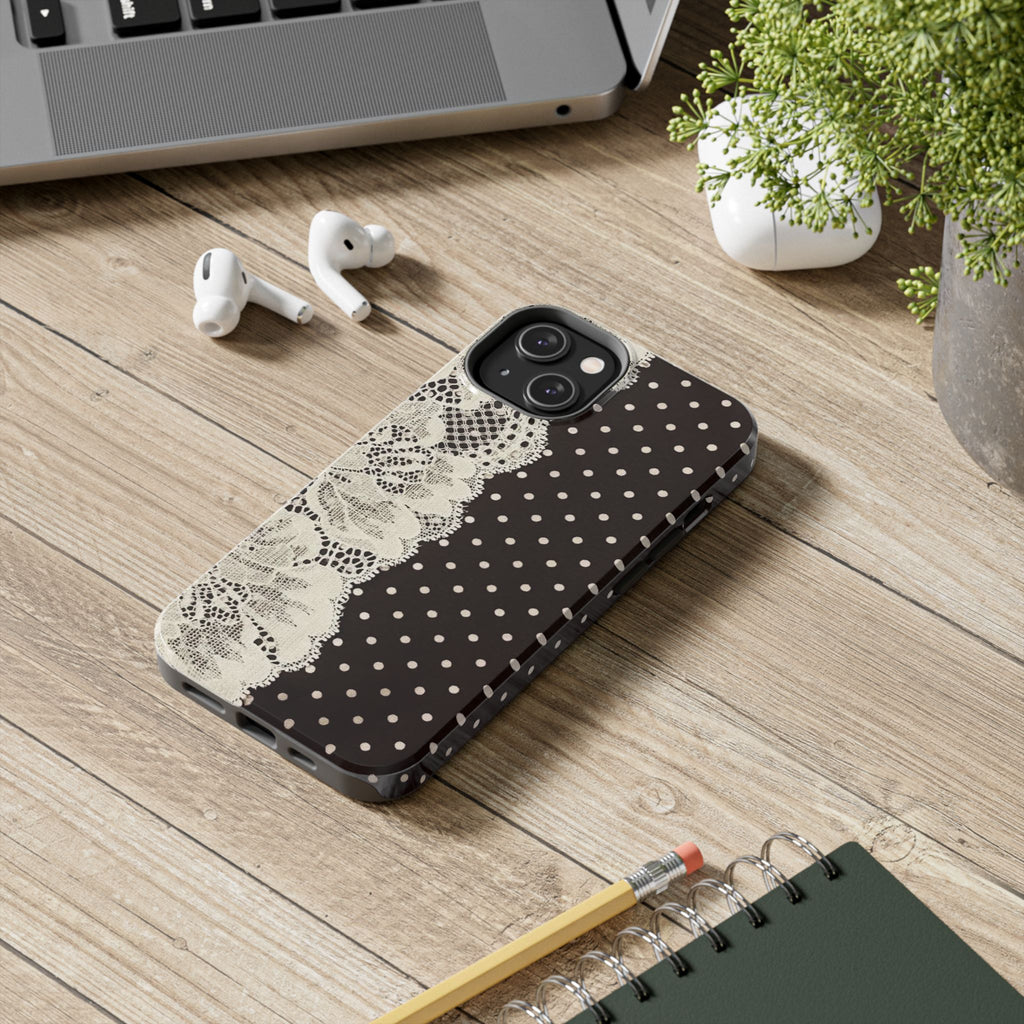 Brown Polka Dot Lace iPhone Case