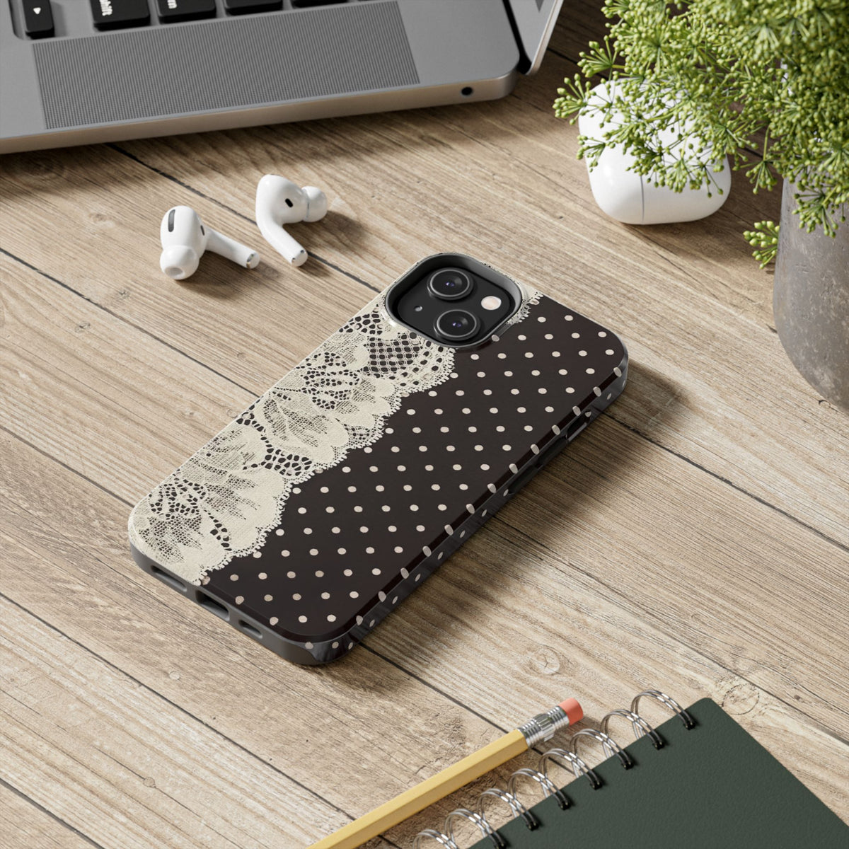 Brown Polka Dot Lace iPhone Case