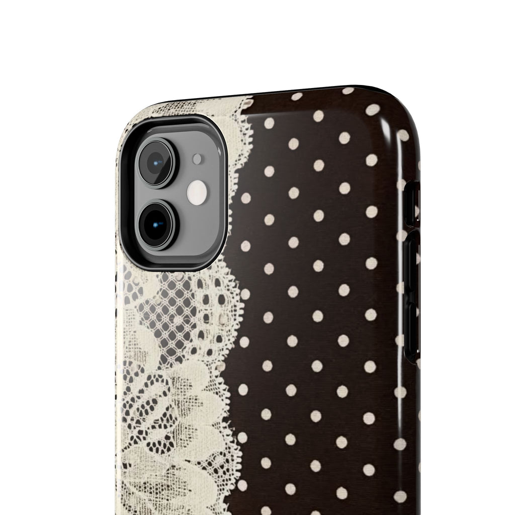 Brown Polka Dot Lace iPhone Case