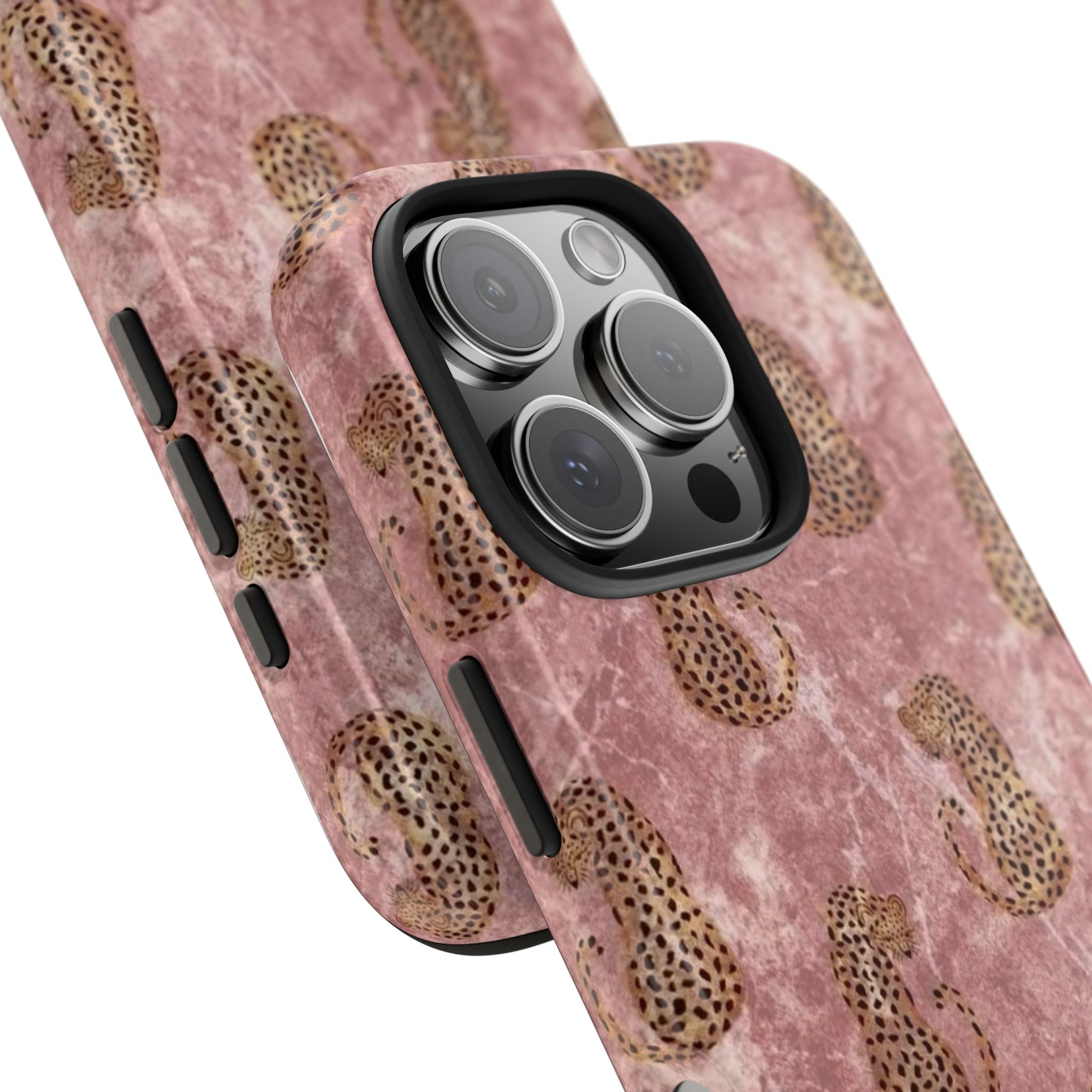 Pink Marble Leopard iPhone Case