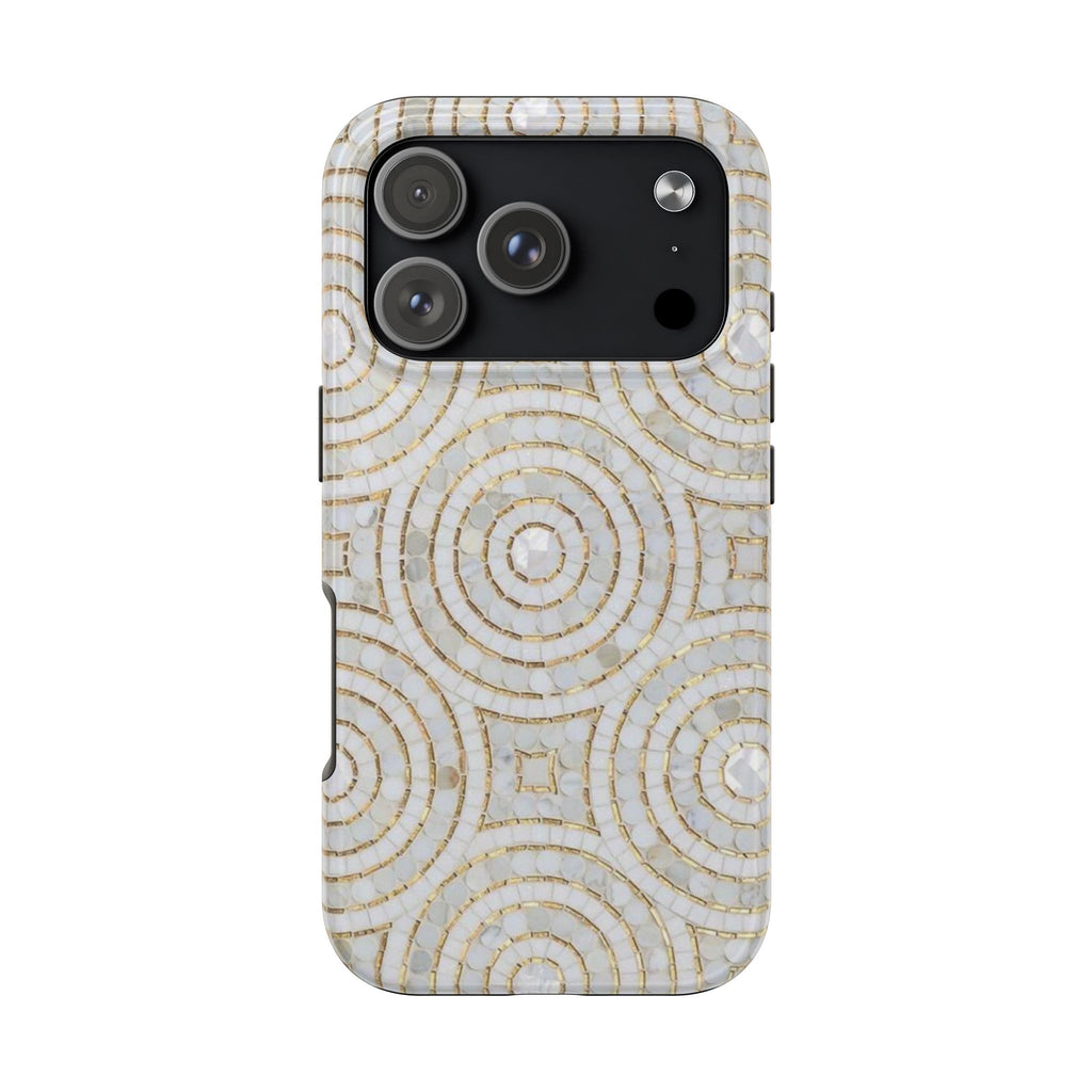 White Circle Mosaic Pattern iPhone Case