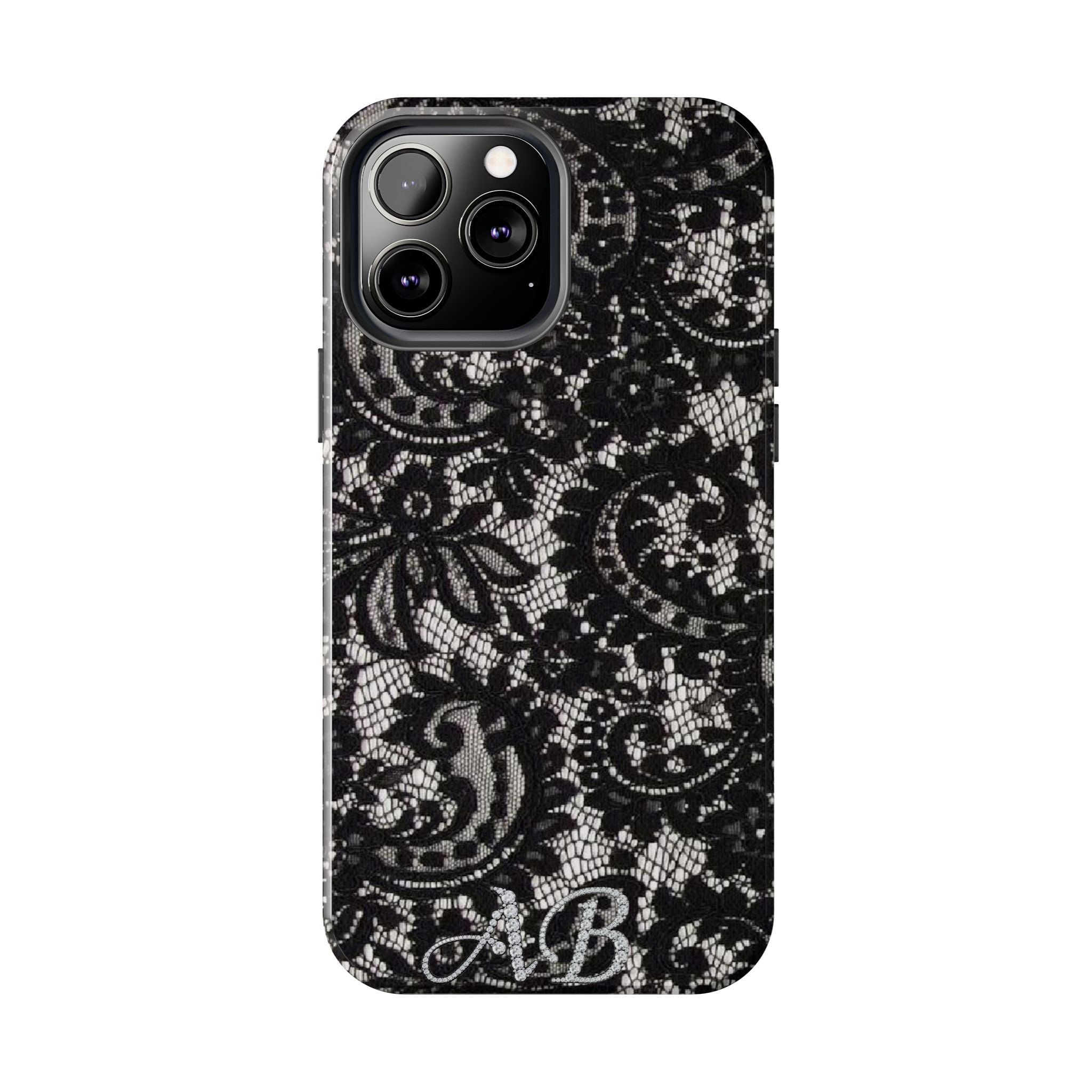 Hand-Bedazzled Initials Lace iPhone Case