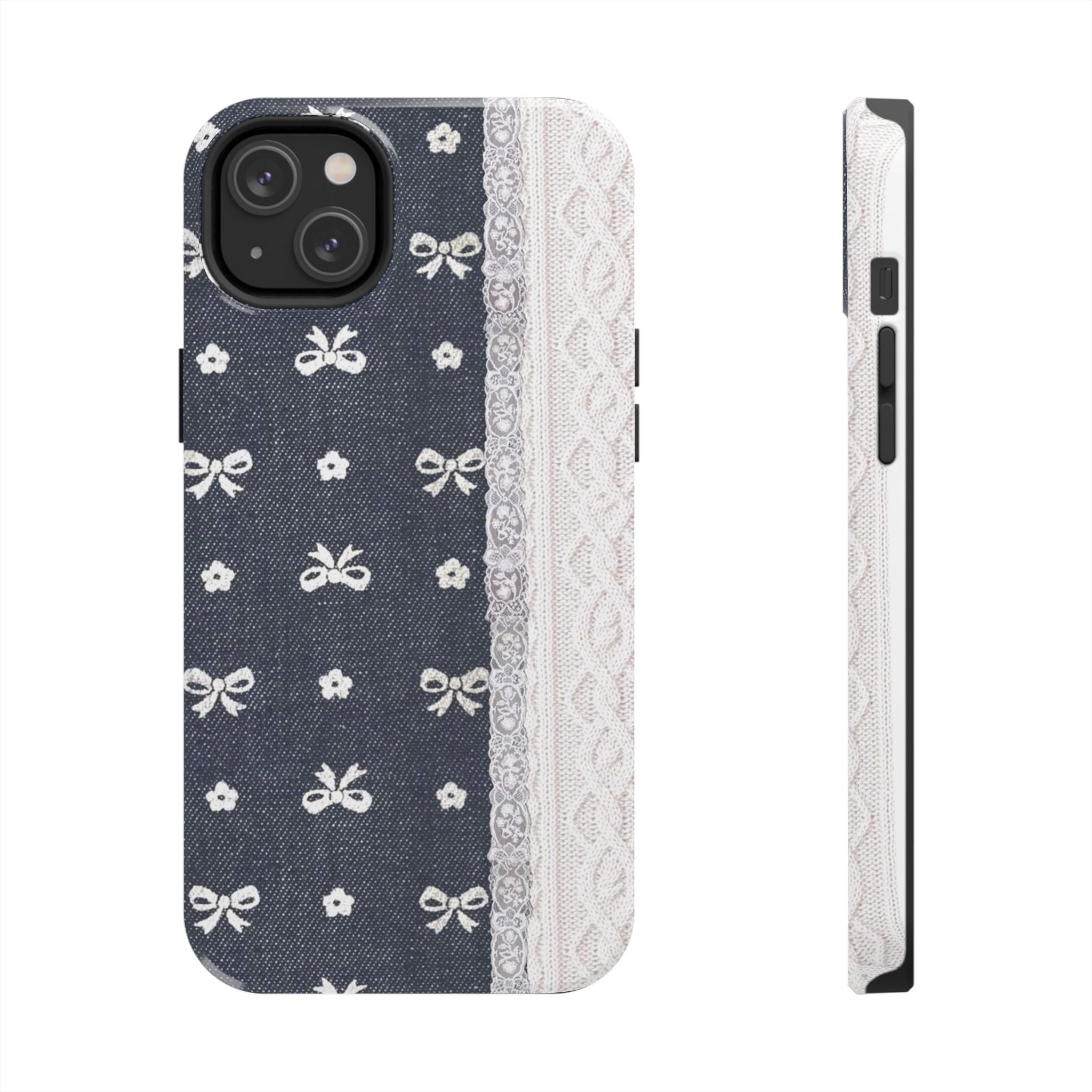 Denim Bow with Side Lace iPhone Case