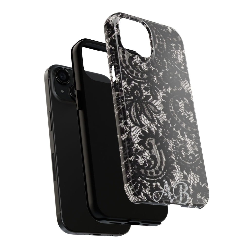 Hand-Bedazzled Initials Lace iPhone Case