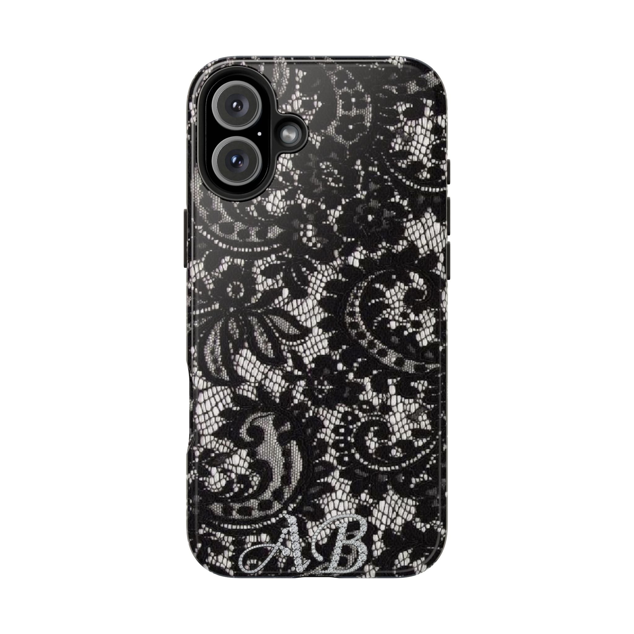 Hand-Bedazzled Initials Lace iPhone Case