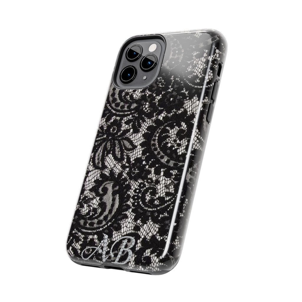 Hand-Bedazzled Initials Lace iPhone Case