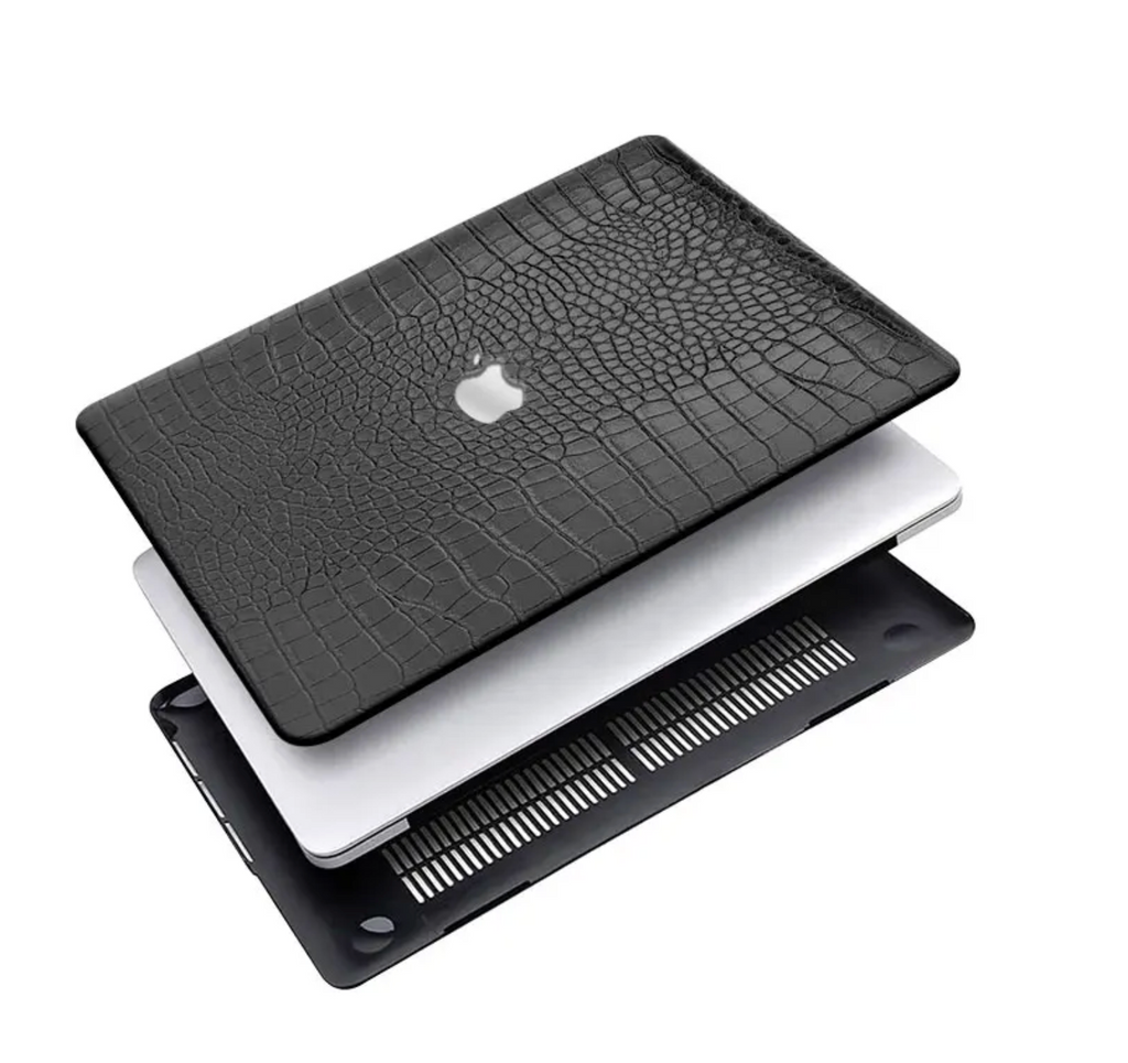 Black Faux Crocodile MacBook Case