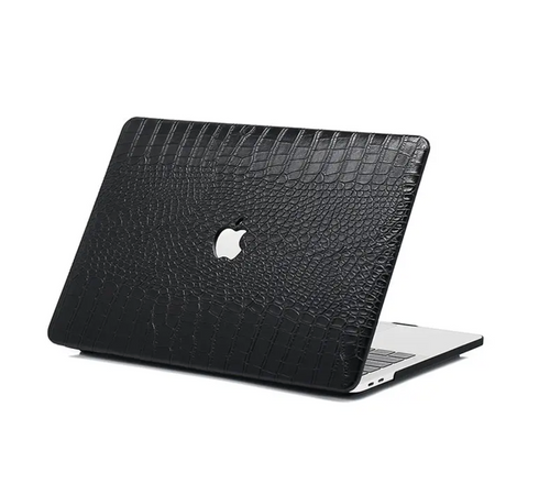 Black Faux Crocodile MacBook Case