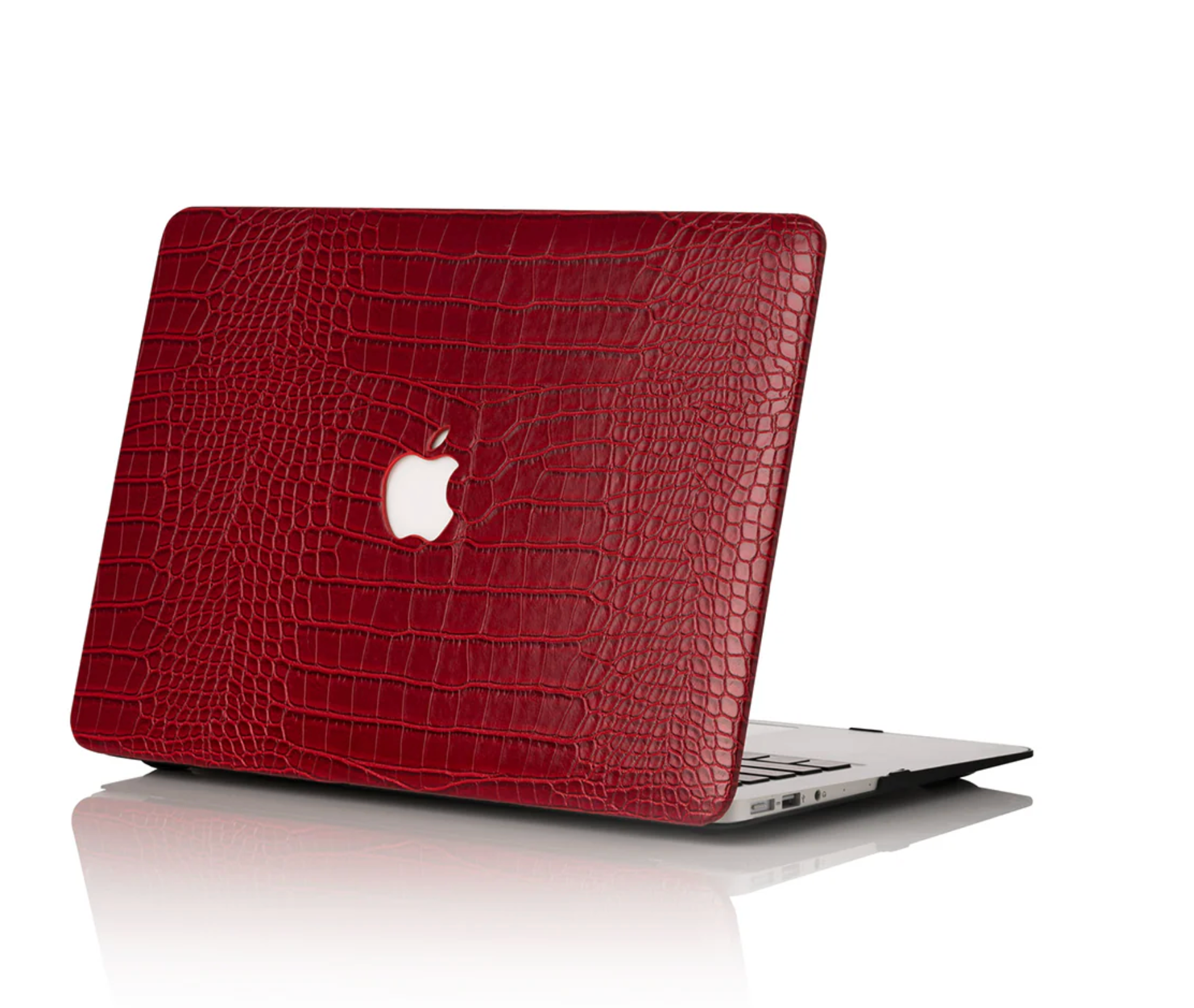 Crimson Faux Crocodile MacBook Case
