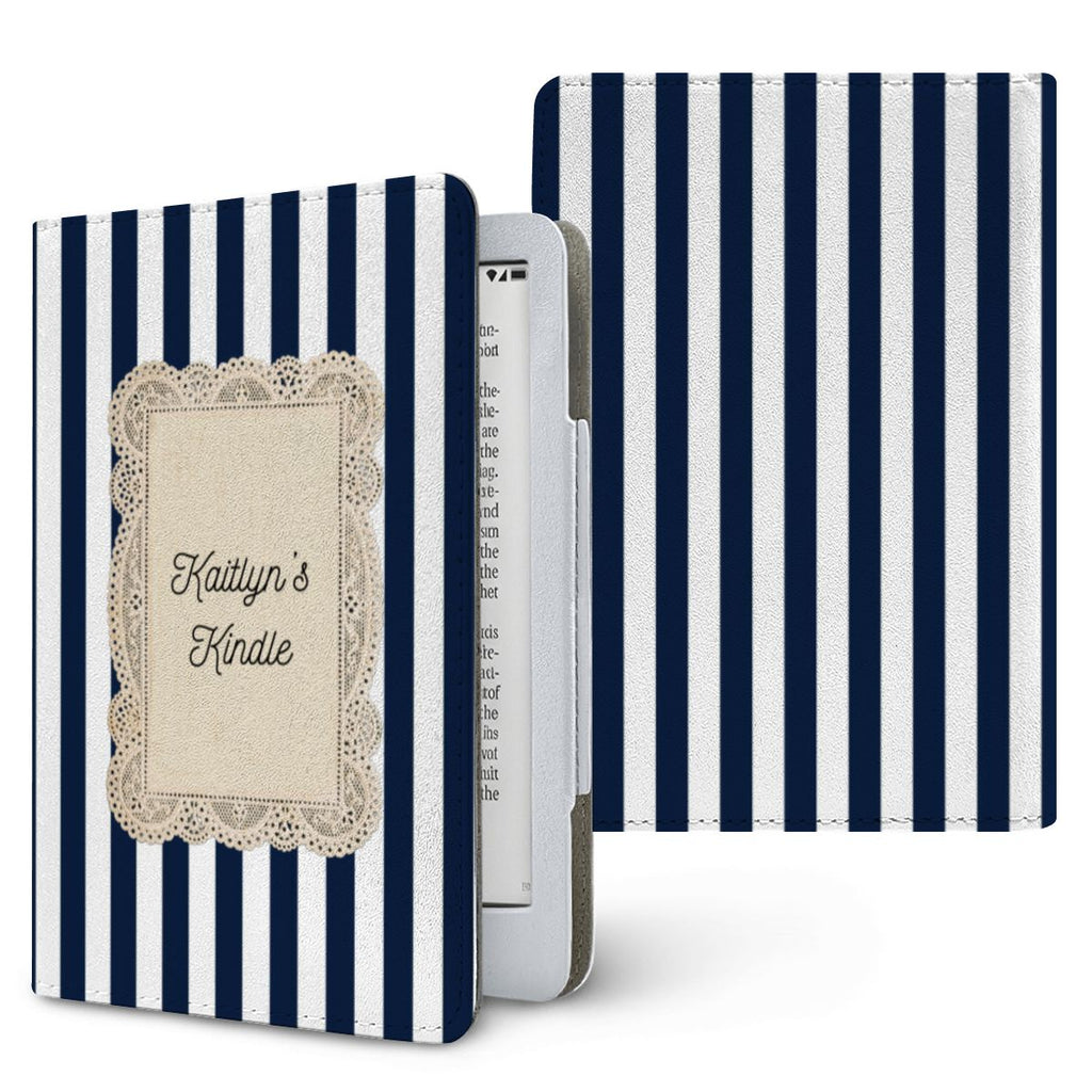 Blue Striped Custom Name Kindle Case 7"